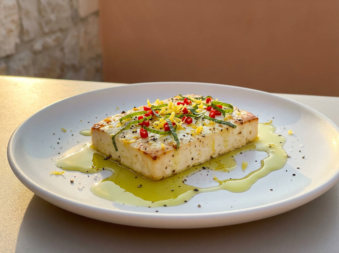 Gebackener Feta mit Zitrone, Chili & Minze