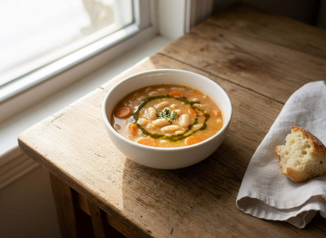 Fasolada – Griechische Bohnensuppe mit Olivenöl
