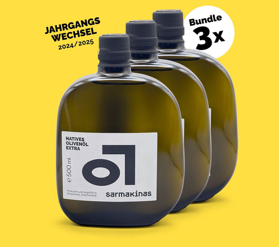 Sarmakinas Flaschenfoto 500 ml 3er Set Jahrgangswechsel 2026