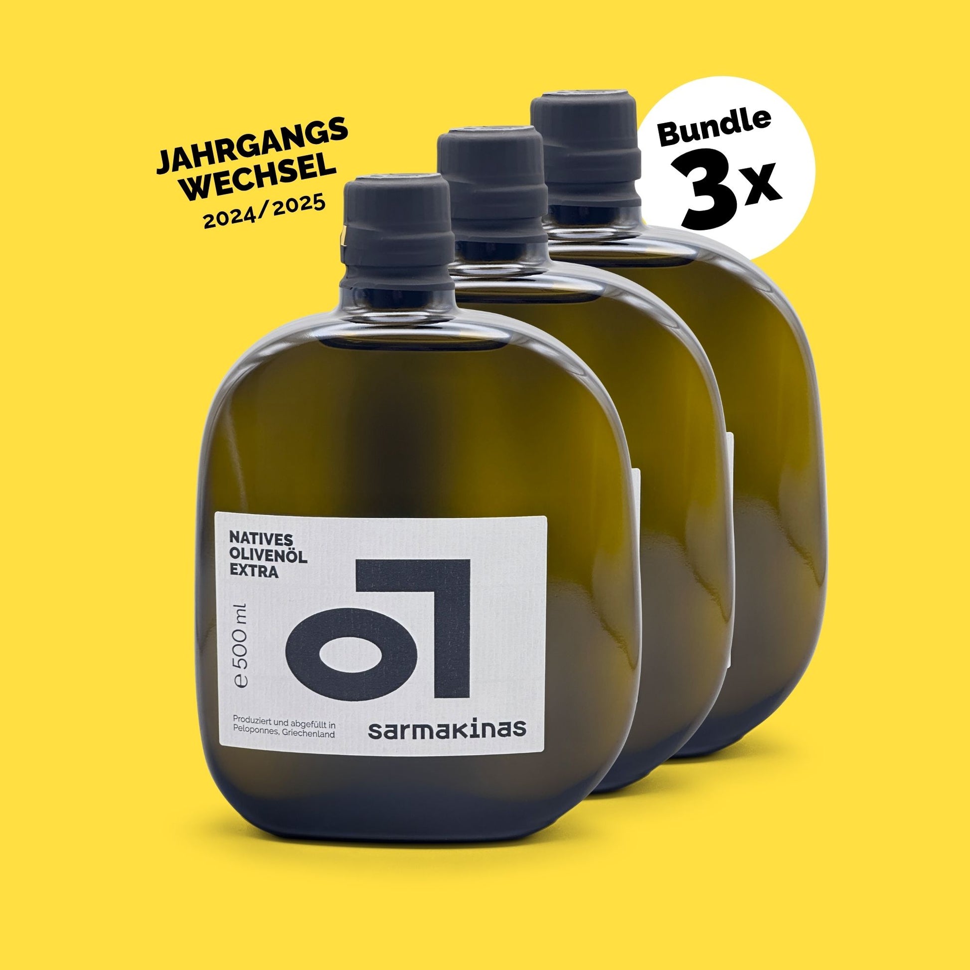 Sarmakinas Flaschenfoto 500 ml 3er Set Jahrgangswechsel 2026