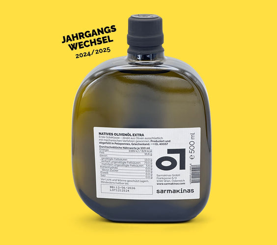 Sarmakinas Flaschenfoto Rückseite 500 ml Jahrgangswechsel 2026